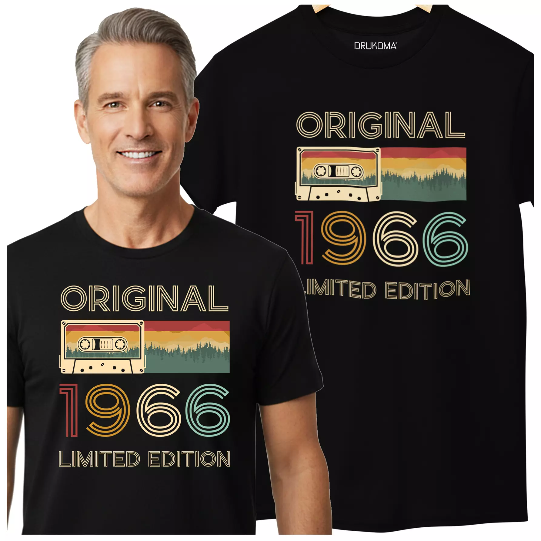 Koszulka na urodziny na 60 SZEŚĆDZIESIĄTKĘ z napisem: "ORIGINAL 1966 LIMITED EDITION"