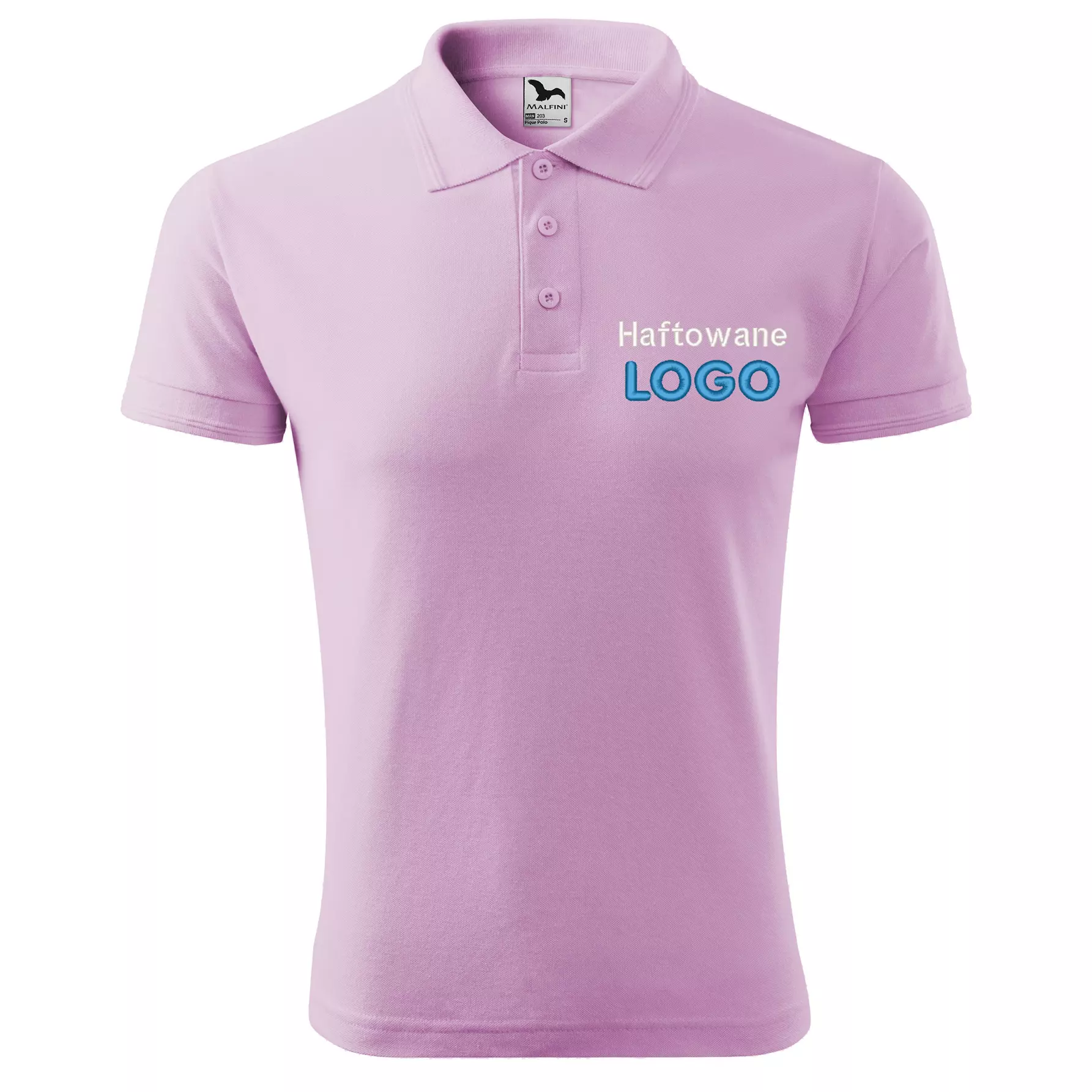 Koszulka polo z logo na sercu męska z HAFTEM logo firmy 200g 203 kolor ORHID D1 koszulka polo