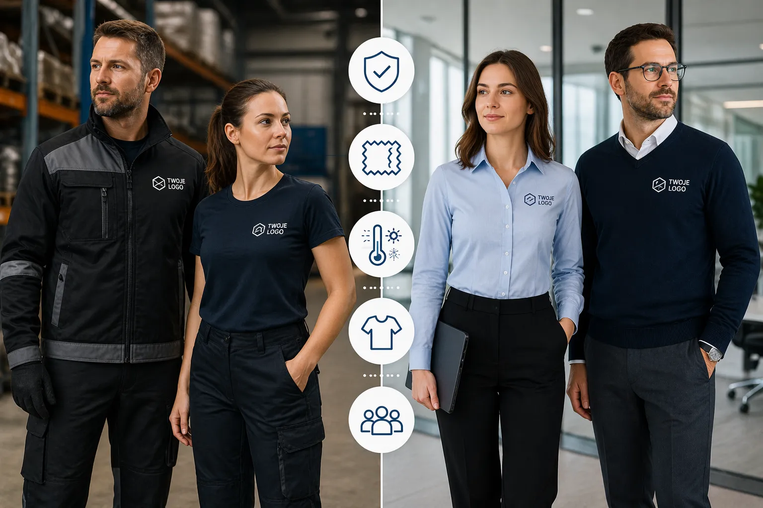Odzież firmowa dla pracowników fizycznych i biurowych – 5 kluczowych różnic
